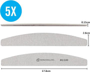 Dermarolling Professionele Nagelvijl Halve Maan Grit 80/100 - Set Van 5 Stuks