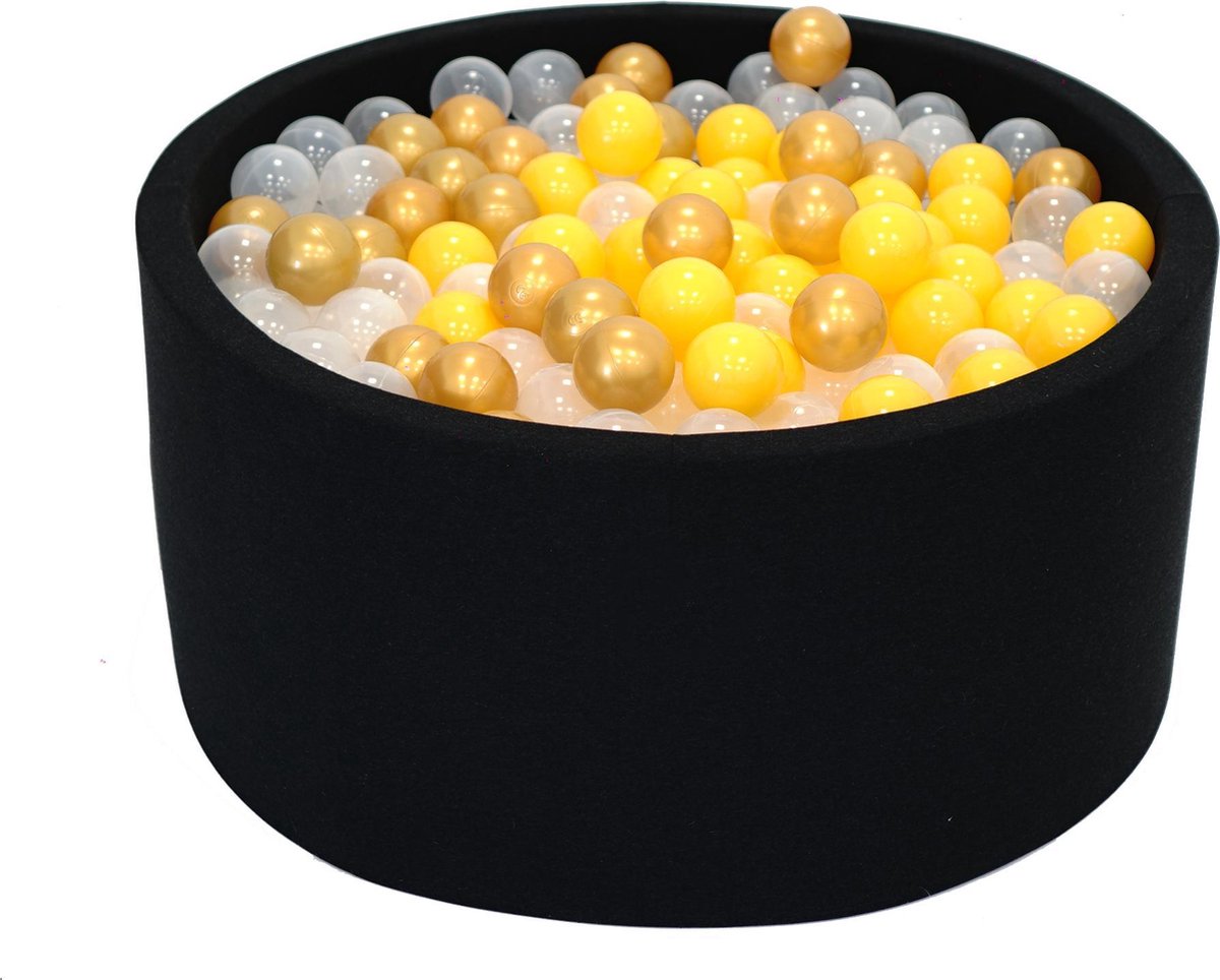 Ballenbak Grafiet Zwart 90x40 met 250 ballen Geel