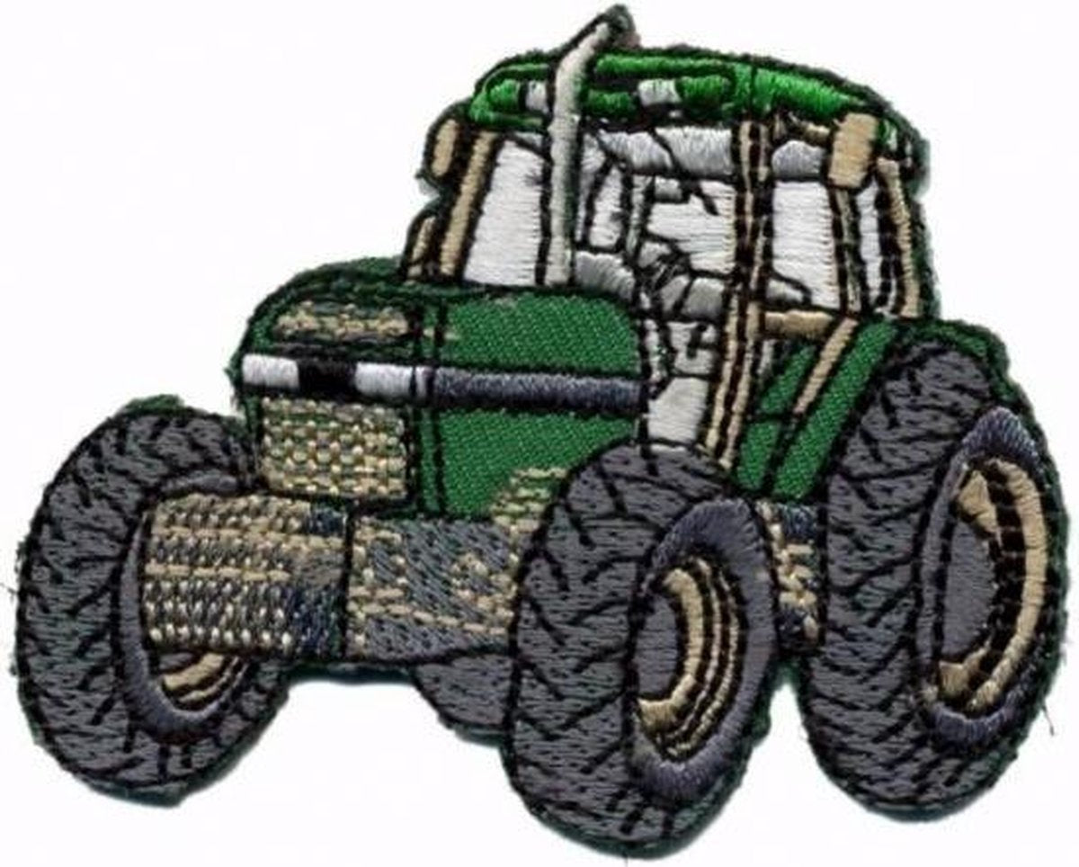 Applicatie Tractor groen opstrijkbaar 64 x 55 mm