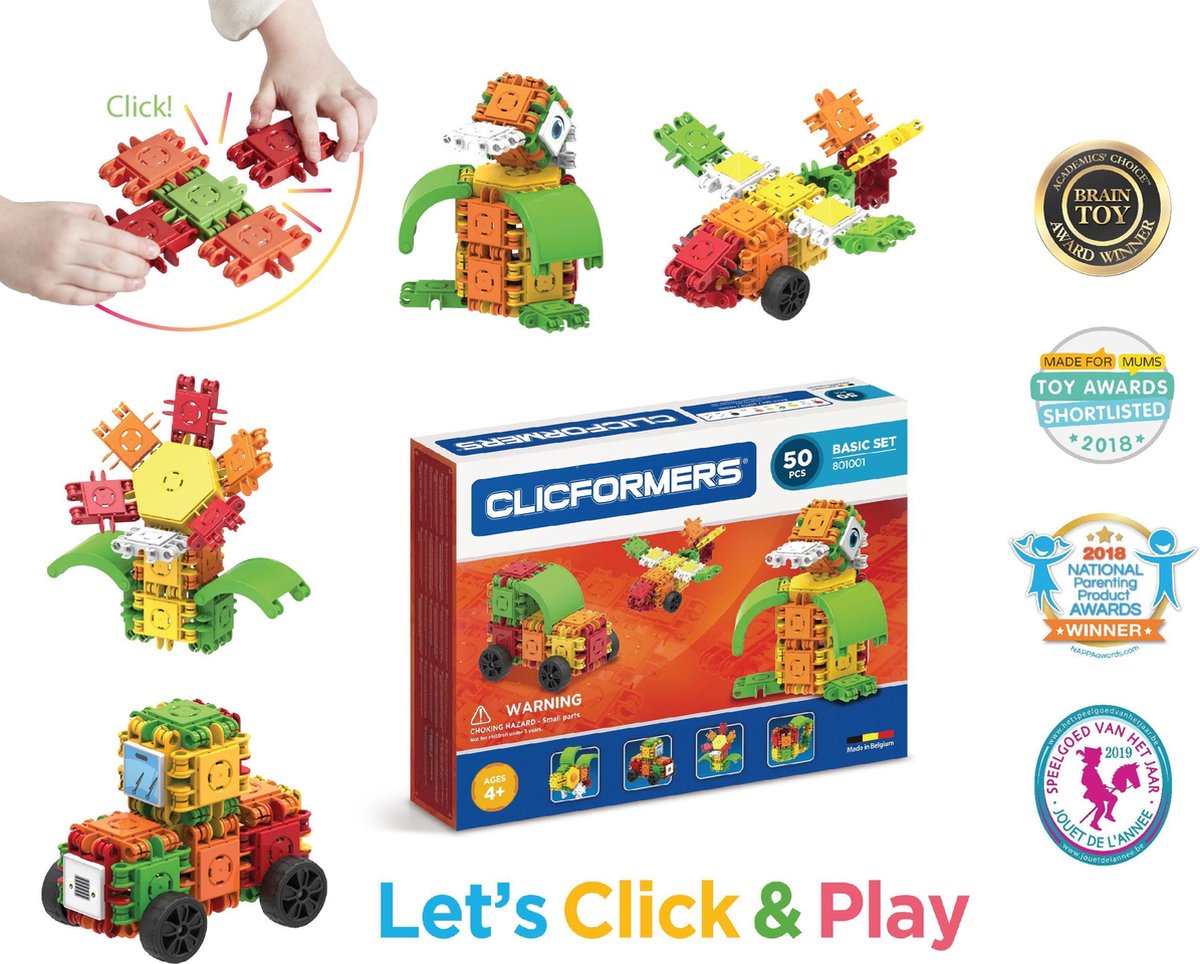 Clicformers Basisset - 50 onderdelen - Bouwset
