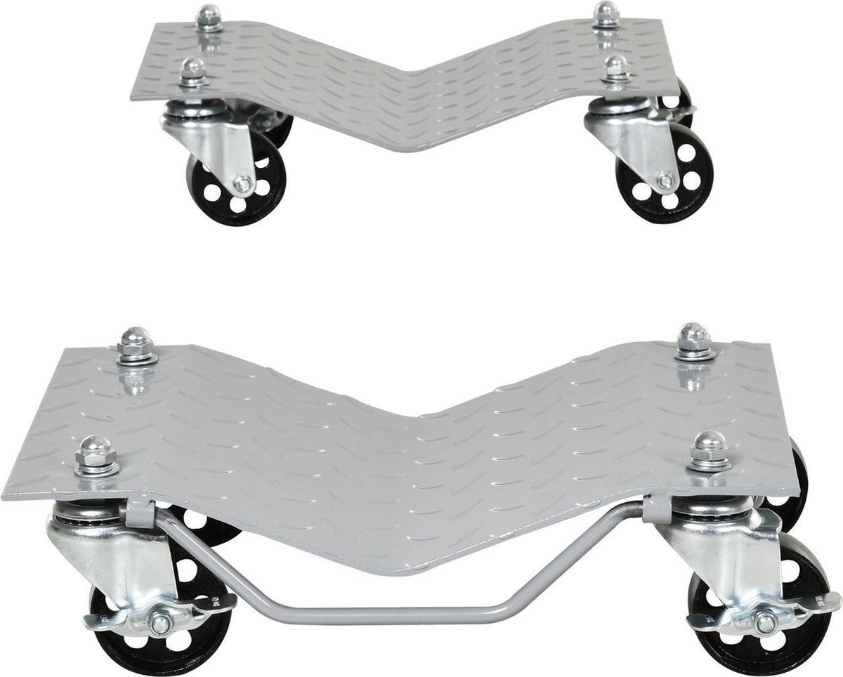 Autoverplaatsers - 2 stuks - Automovers - Rangeerhulp - Car dollies - 680 kg - Grijs