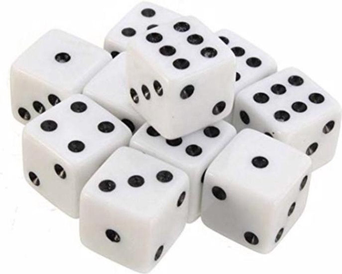 Witte Dobbelstenen Set - 10 Stuks | Dobbelsteen | Dobbelen | Dobbelstenenset Wit | Yahtzee | Bordspel | Gezelschapsspel | Spelletje | Spelletjes