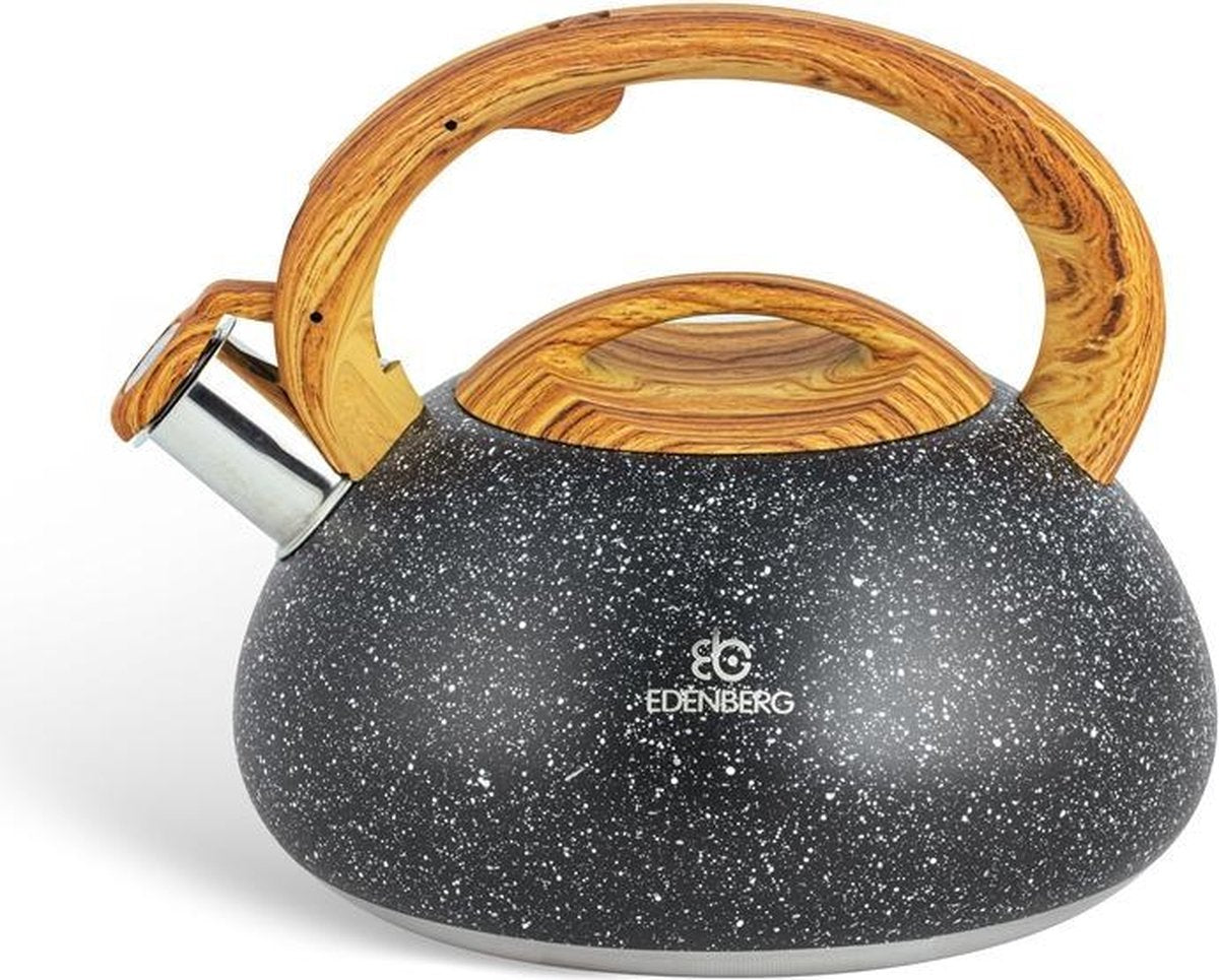 Edënbërg Black Line - Luxe RVS Fluitketel - 3.0 liter - Zwart