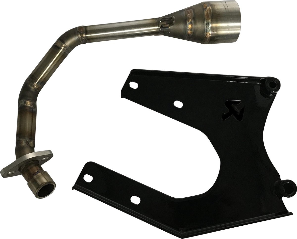 Voorbocht + Ophangbeugel Akrapovic Glans Zwart | Piaggio / Vespa 4T 4V