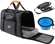 Rexa® Huisdiertas Grijs/Zwart Reis tas schoudertas voor honden en katten | huisdier kat vervoer | kattentas hondendraagtas transport meenemen vakantie | hondendrager reistas | carrier