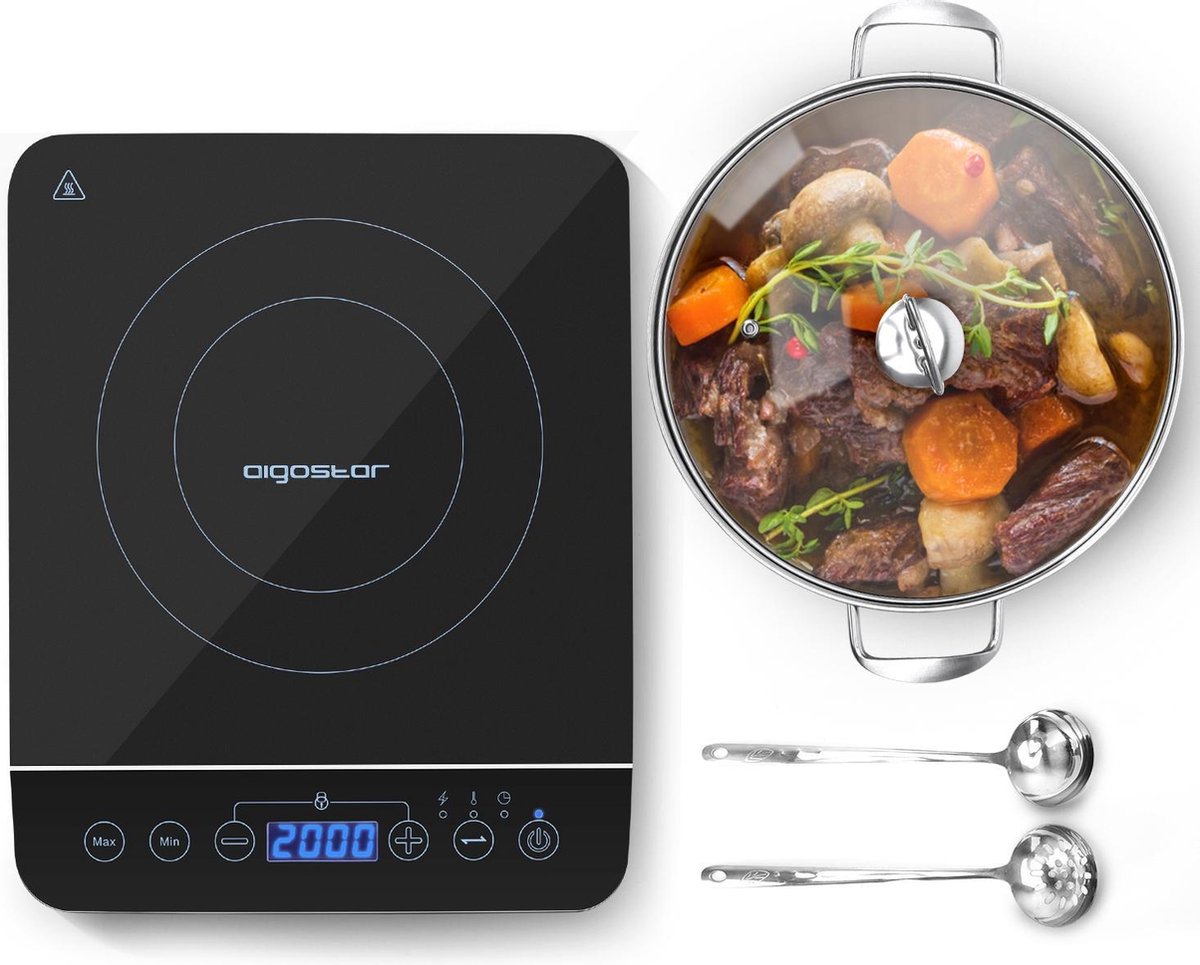 Aigostar Set Bluefire 30IAW - Inductie Kookplaat met Kookpan van RVS