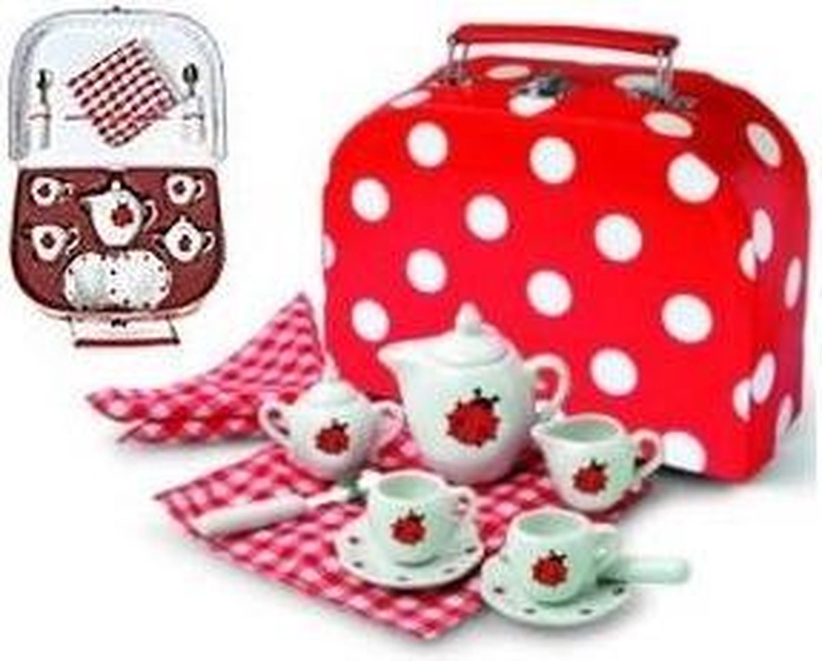 Simply for Kids Porseleinen Theeservies Lieveheersbeestje met Koffertje