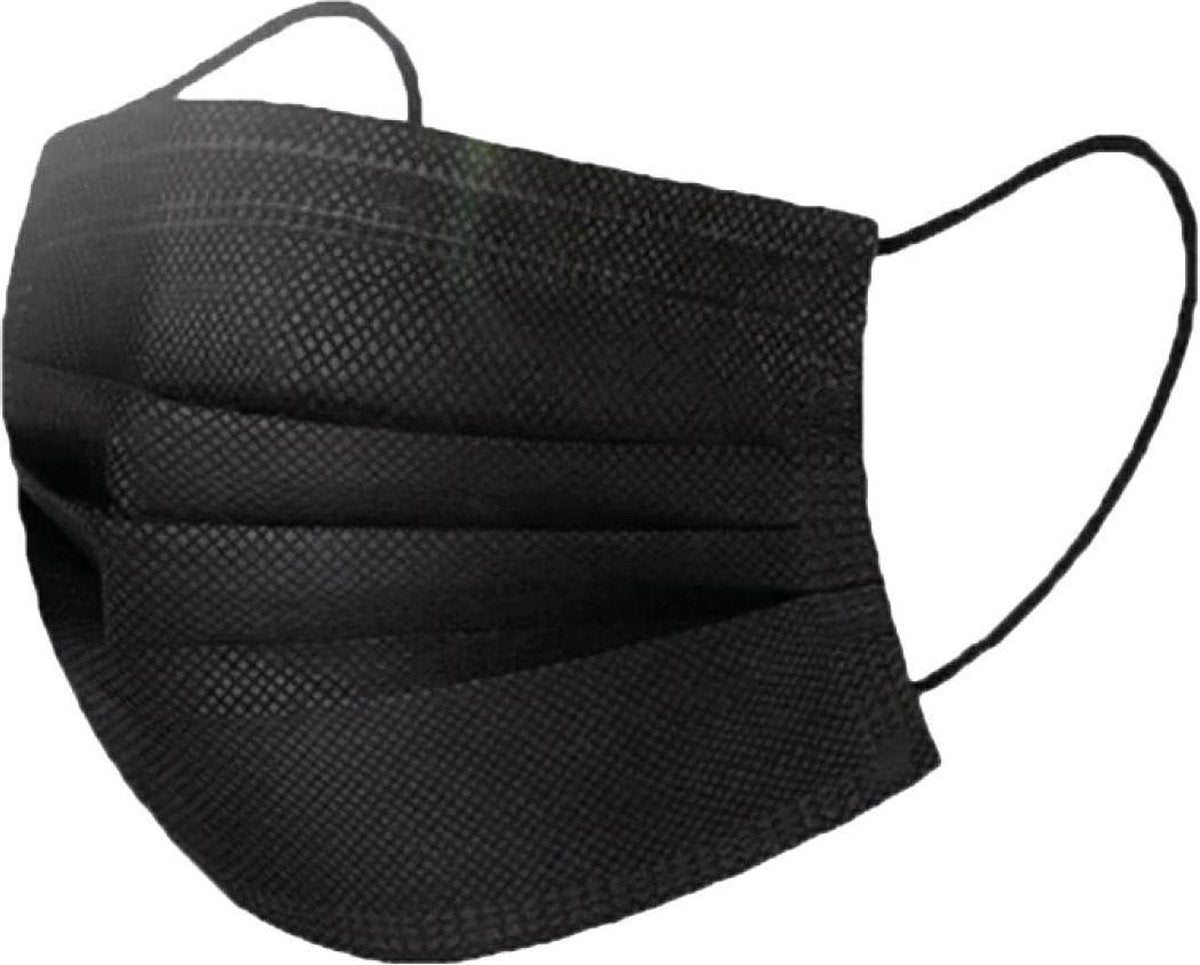 IBP - Wegwerp Mondmaskers 3-Laags - Zwart - 50 stuks