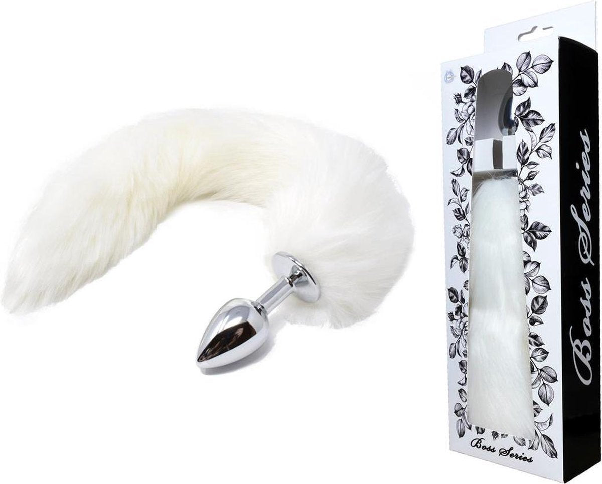 Butt Plug- Fox TAIL-  Vossen staart - wit-  XL