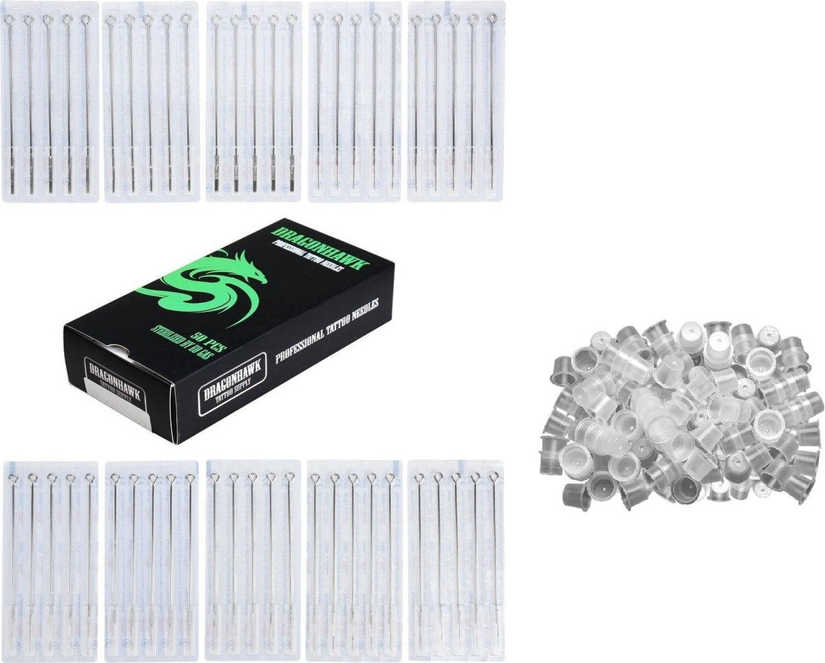 Set van 50 tattoo naalden en 50 inktcups. Uit voorraad leverbaar!