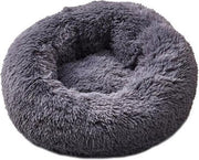 hondenmand- Slaapbed van pluche- Kattenmand - Donutmand- Grijs- Rond maat S - 50 cm