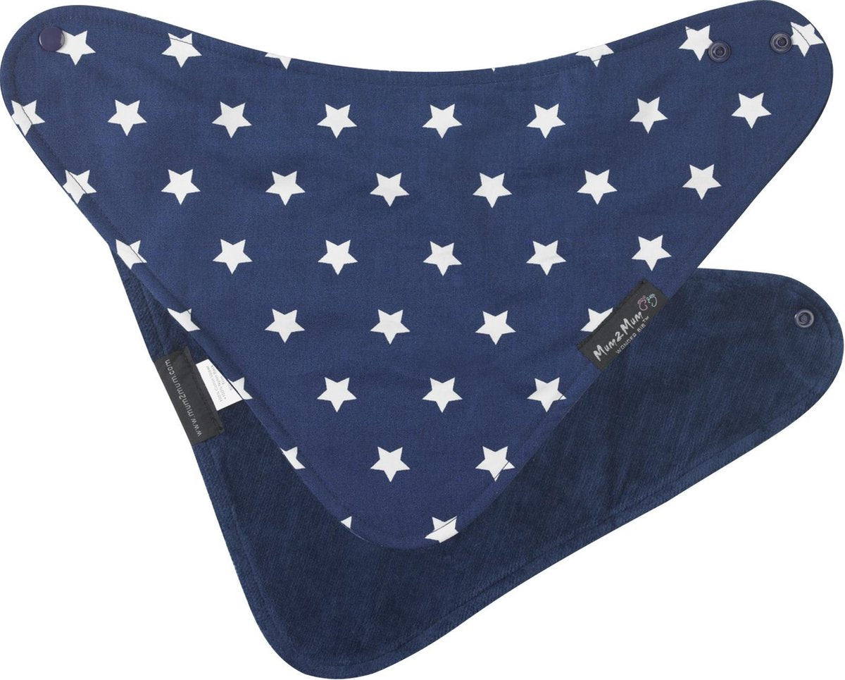 Mum2Mum - Fashion Bandana Wonderslab Katoen - Marineblauw/Witte Sterren