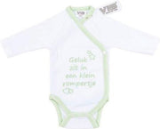 VIB Romper - Geluk zit in een klein rompertje - Mint -wit