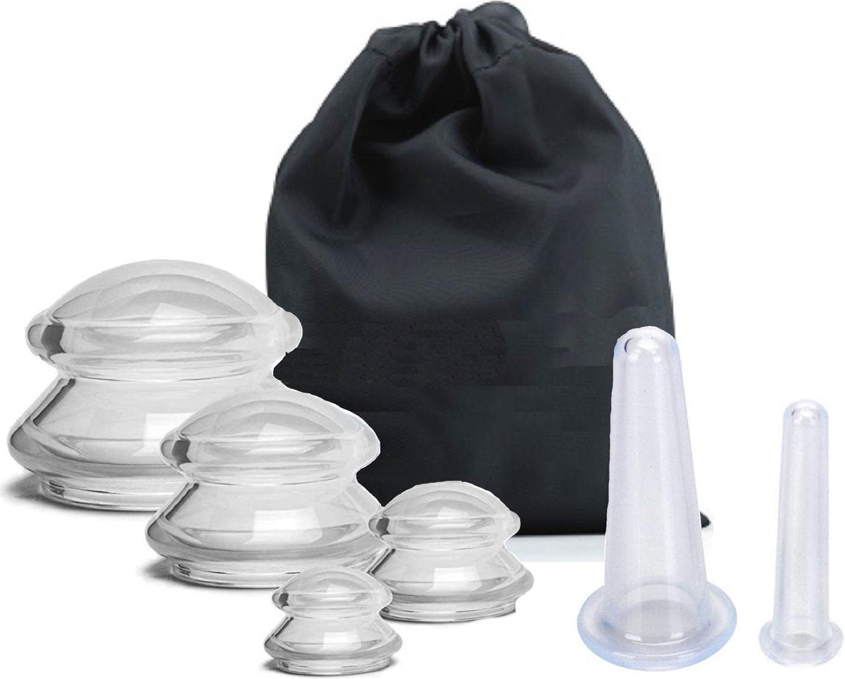 Cupping set voor Lichaam en Gezicht – Cellulite Cups – Massage Set – Siliconen – incl. Opbergtas