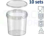 10 x Plastic bakjes rond met deksel - 1200ml ( ø133mml) - Transparant - Geschikt voor diepvries