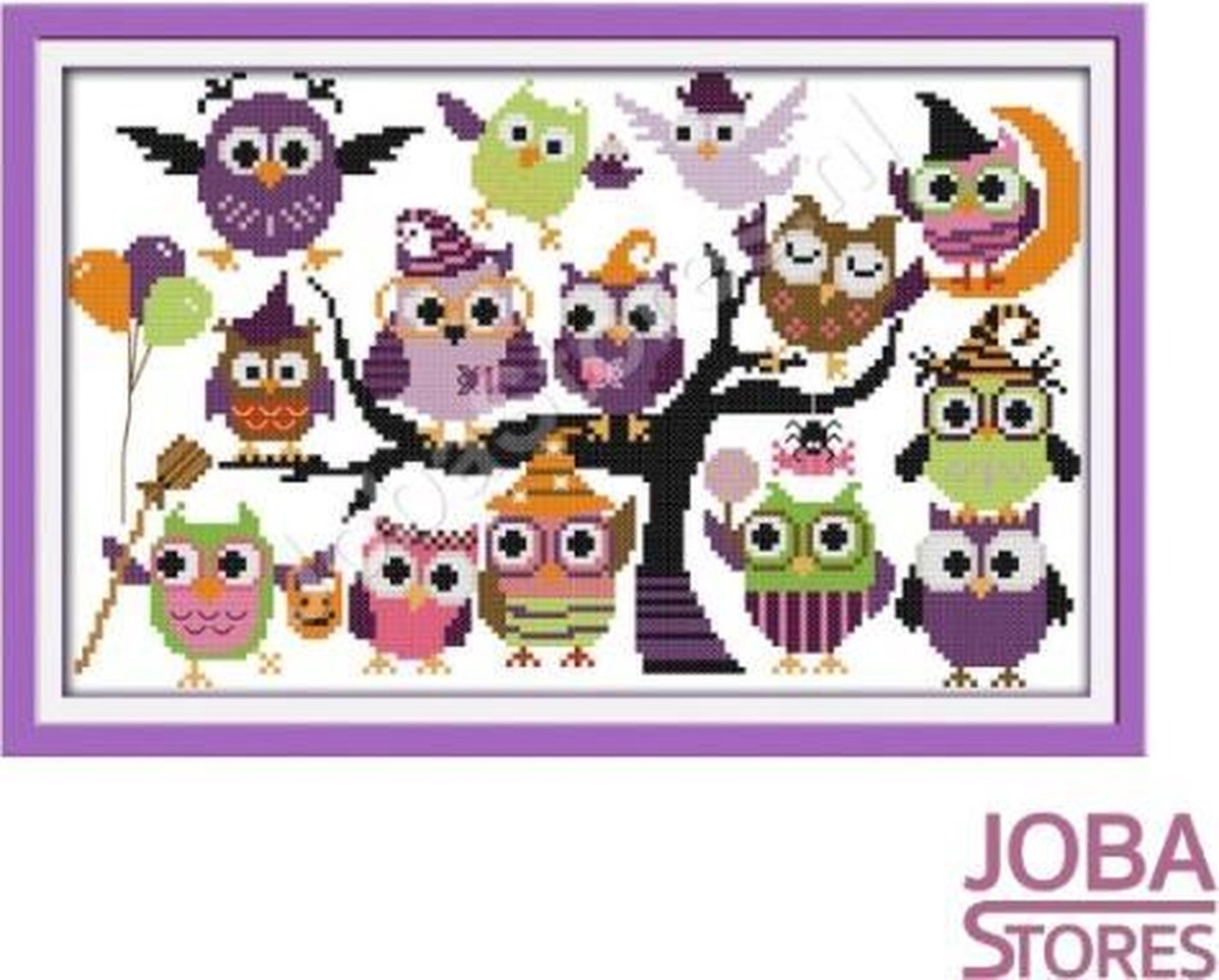 Borduur Pakket "JobaStores®" Uiltjes 14CT Voorbedrukt (34x21cm)