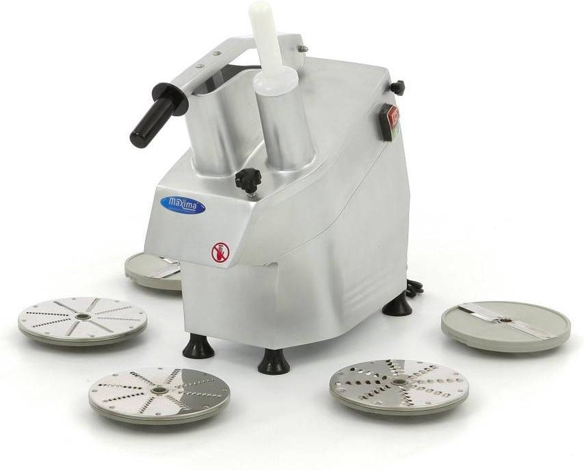 Groentesnijder - Aluminium - tot 450kg per uur - Elektrische Groentesnijmachine/Fruitsnijder - met 5 snijschijven  - Maxima