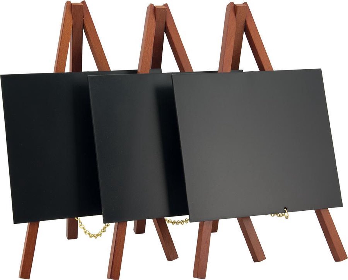 Securit Mini-Ezel Tafelkrijtbord - Zwart - Set-3