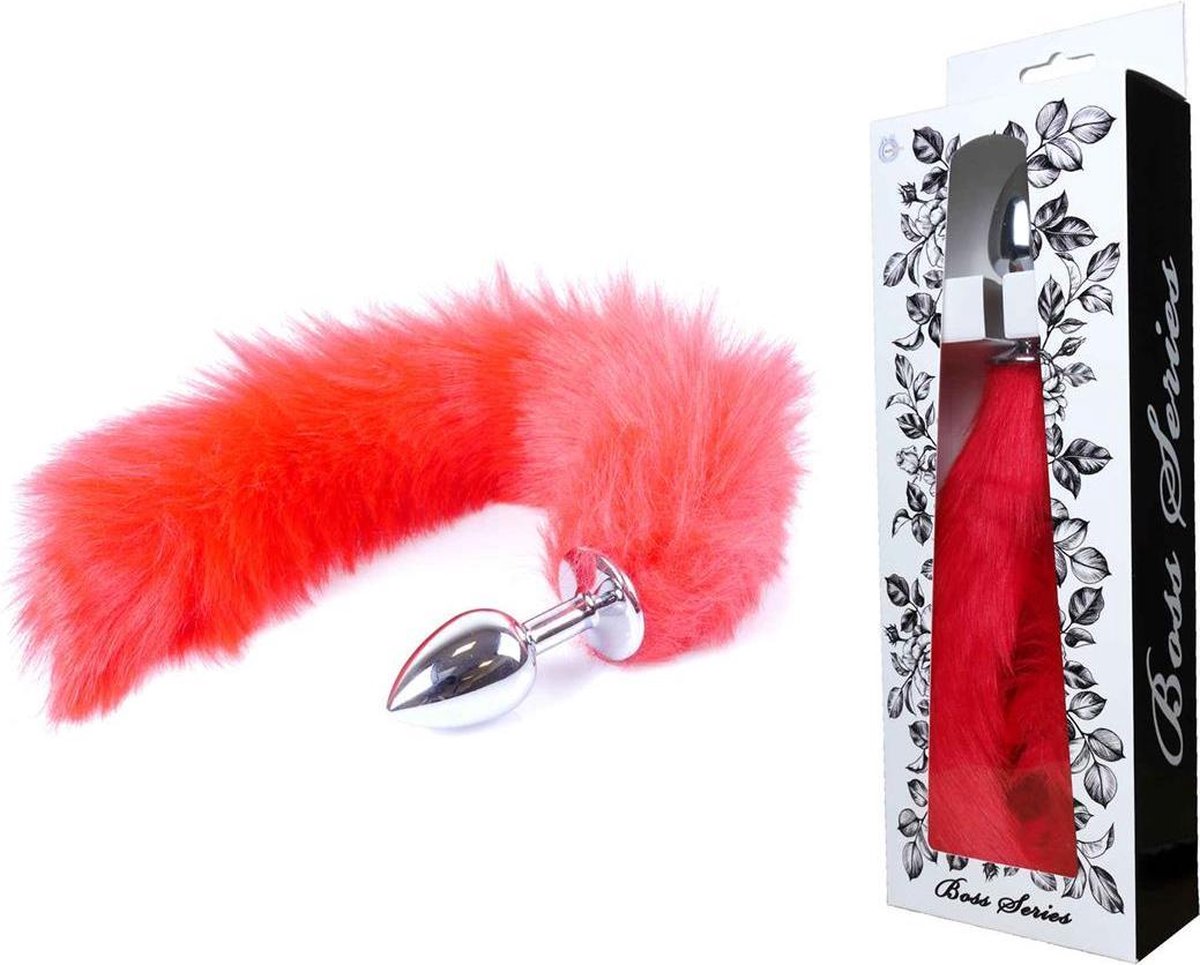 Butt Plug- Fox TAIL-  Vossen staart - Rood-  XL