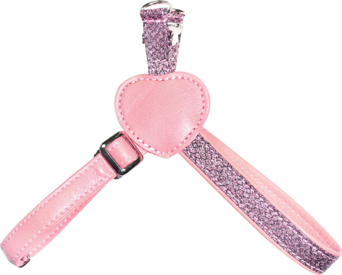 Croci Harnas Shiny Glaze Leer - Hondenharnas - 15-22 cm Roze