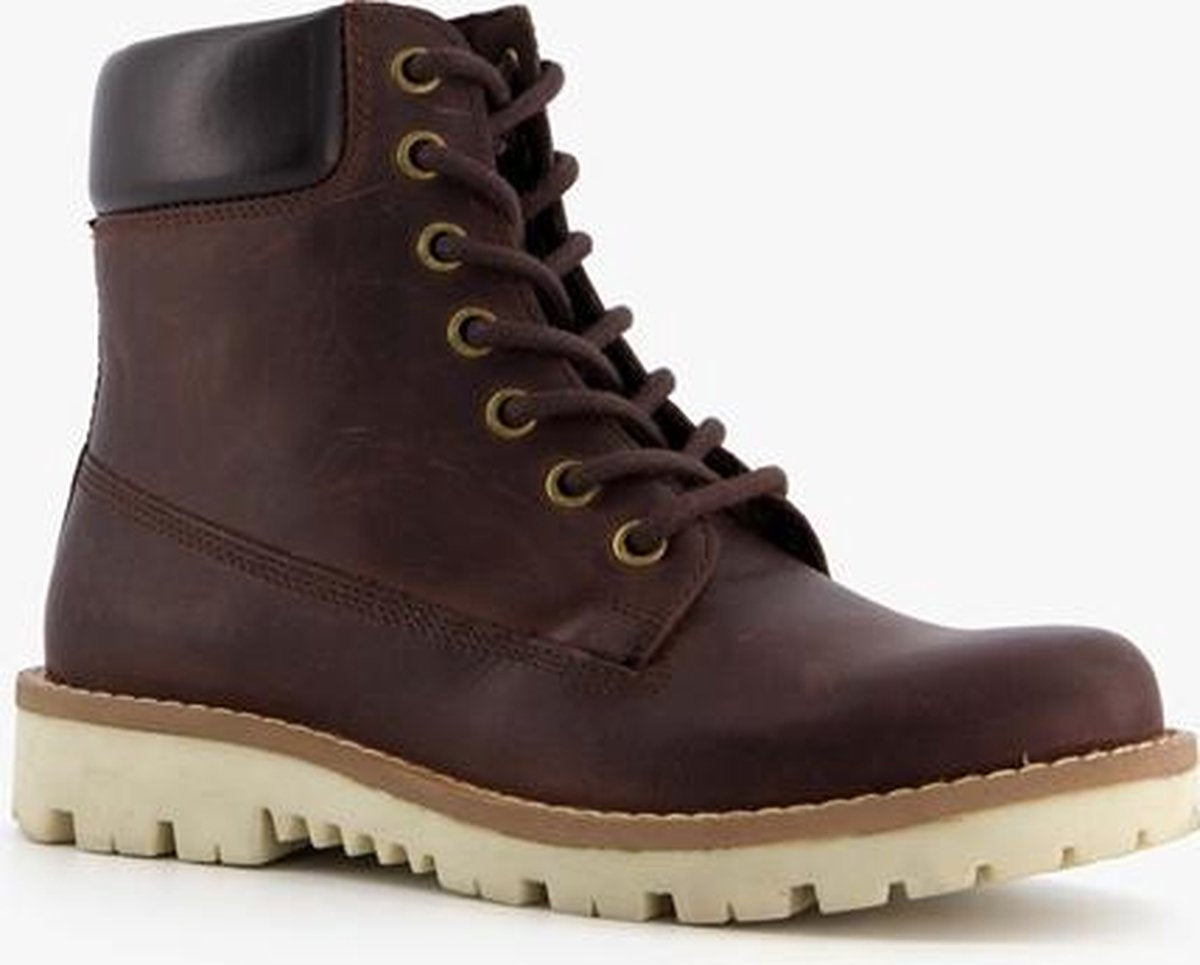 Groot leren jongens veterboots - Bruin - Maat 28