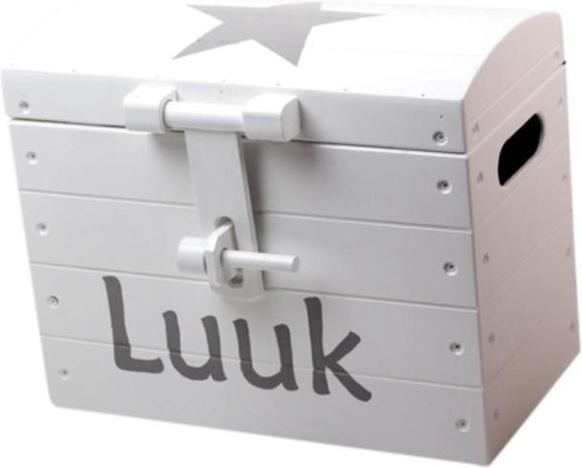 Leuk kado met naam speelgoedkist multiplex 36 cm - wit