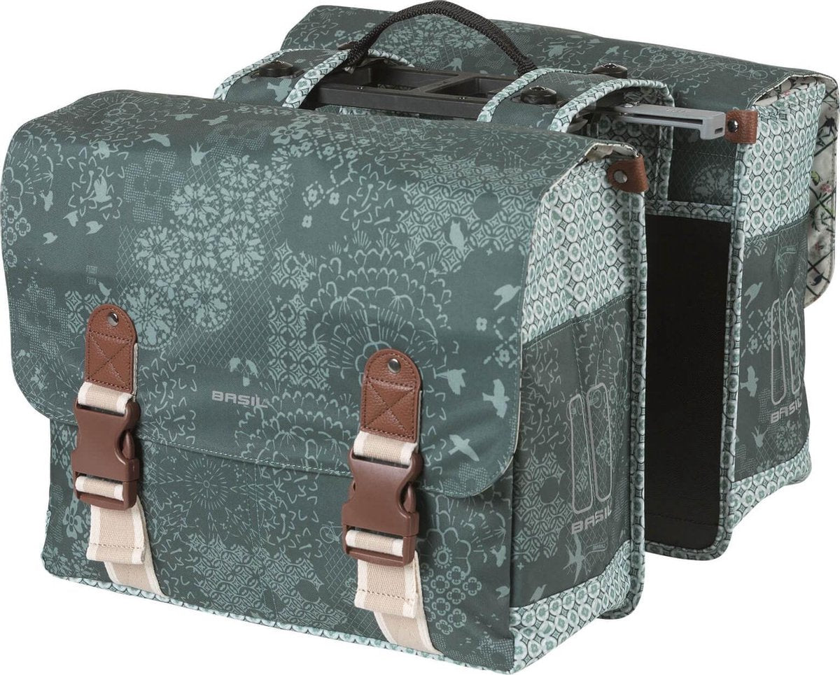 Basil Bohème Dubbele fietstas MIK - Groen - 35 Liter