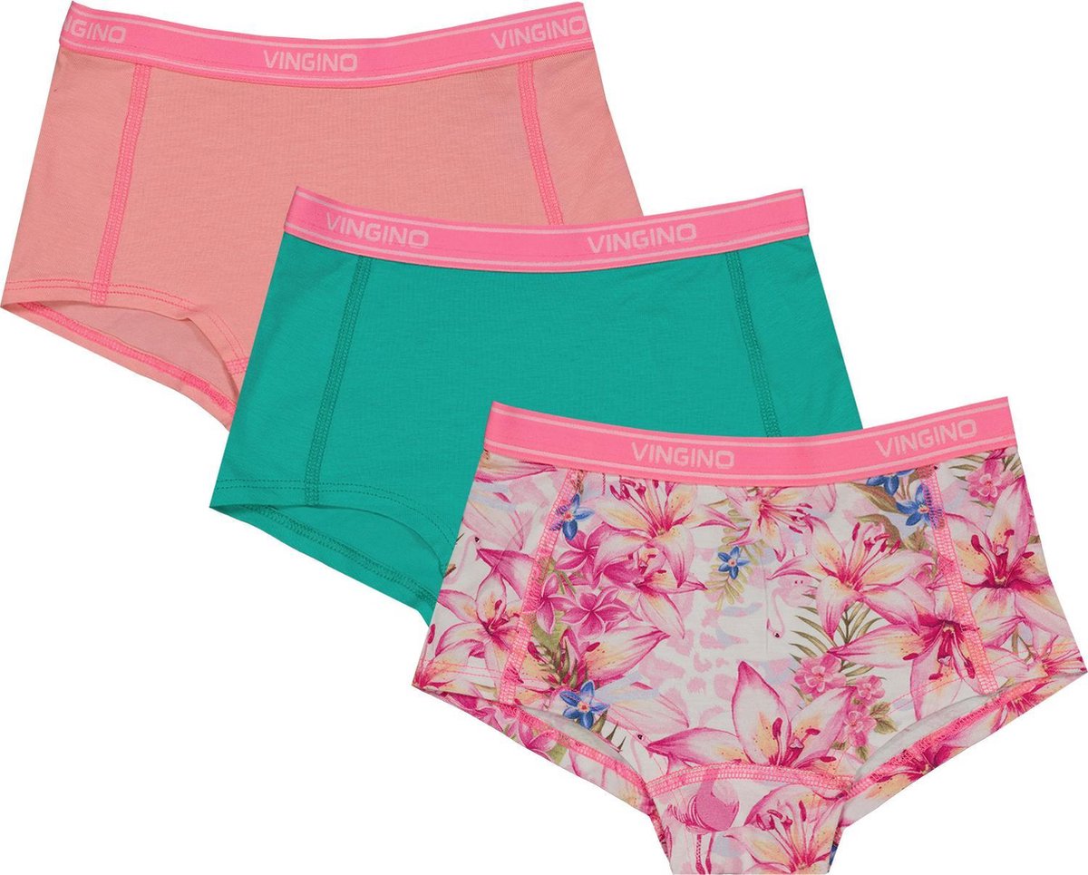 Vingino Tropical 3Pack Meisjes Onderbroek - Multicolor Pink - Maat 98-104