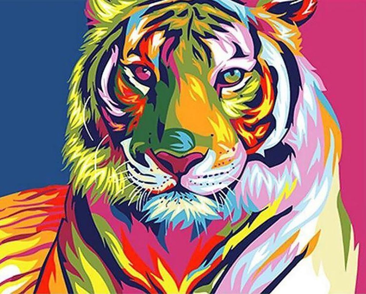 Paint By Numbers - Schilderen op Nummer - Tijger - 50x40cm - Volwassenen & Kinderen - Stipco