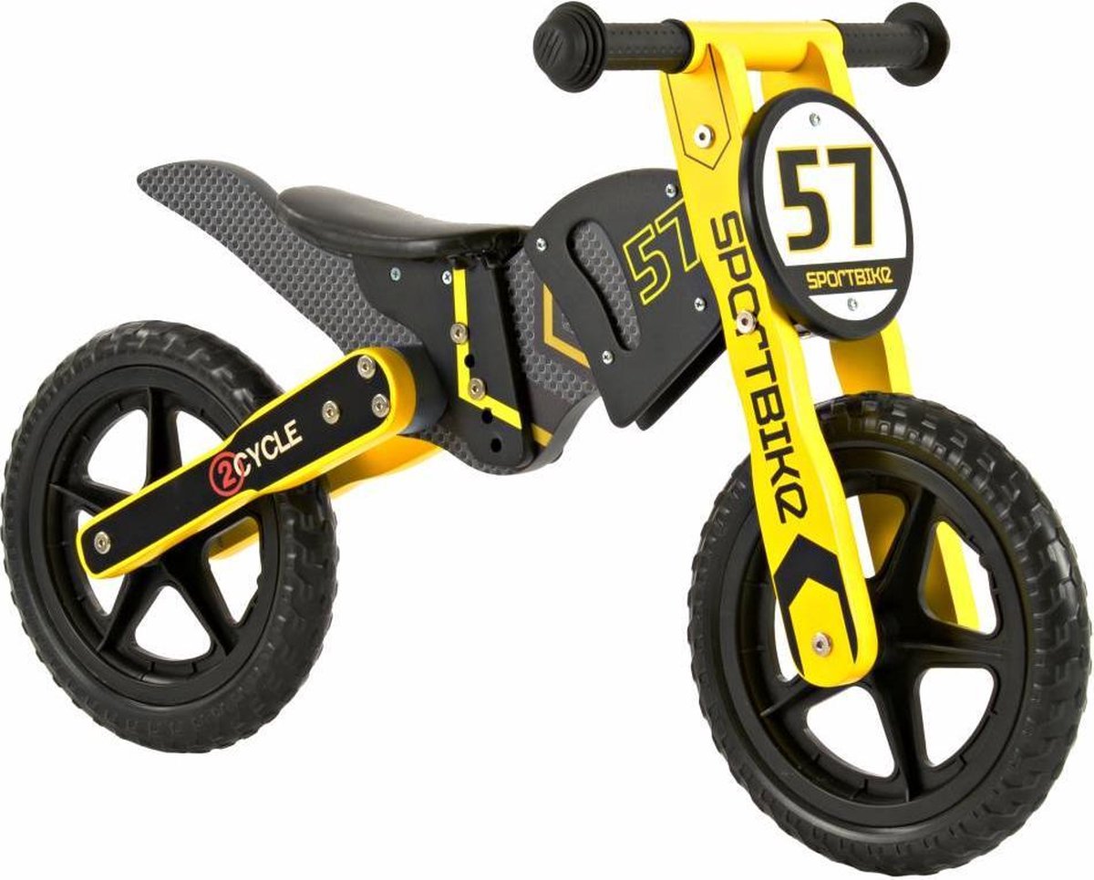 Houten Loopfiets Motor Geel (1324)