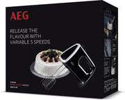 Handmixer - AEG HM3310 Handmixer met 2 Kneedhaken en 2 Garde 450W Zwart