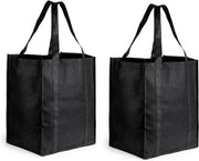 2x Boodschappen tas/shopper zwart 38 cm - 2 Stuks stevige boodschappentassen/shopper bag
