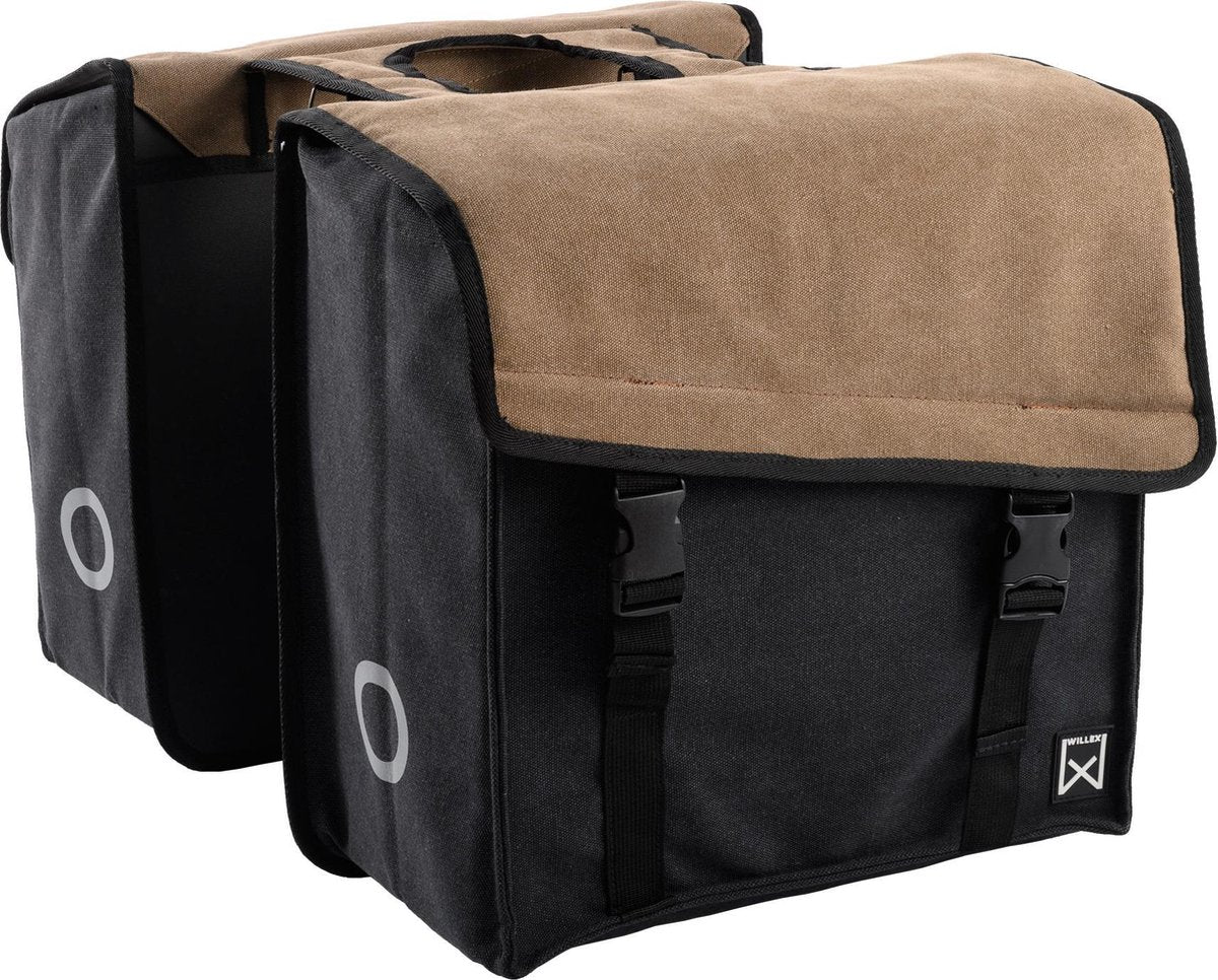 Willex Dubbele Canvas Fietstas 101 - 30 liter - Bruin/Zwart