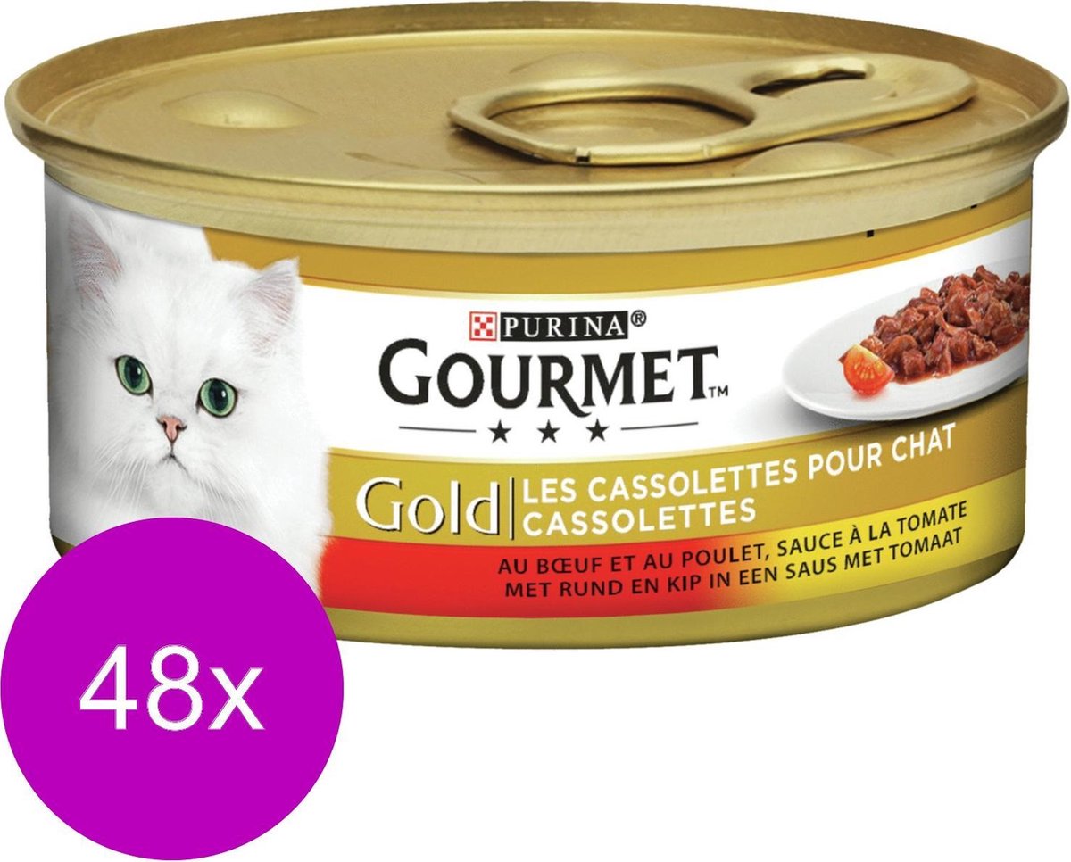 Gourmet Gold Cassolettes 85 g - Kattenvoer - 48 x Rund&Tomaat