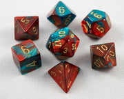 Chessex 7-Die set Gemini - Red-Teal/Gold