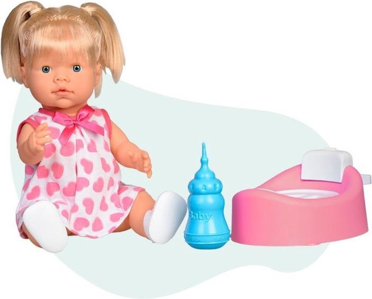 Falca Interactieve Babypop Met Flesje En Potje 40 Cm Meisjes Roze