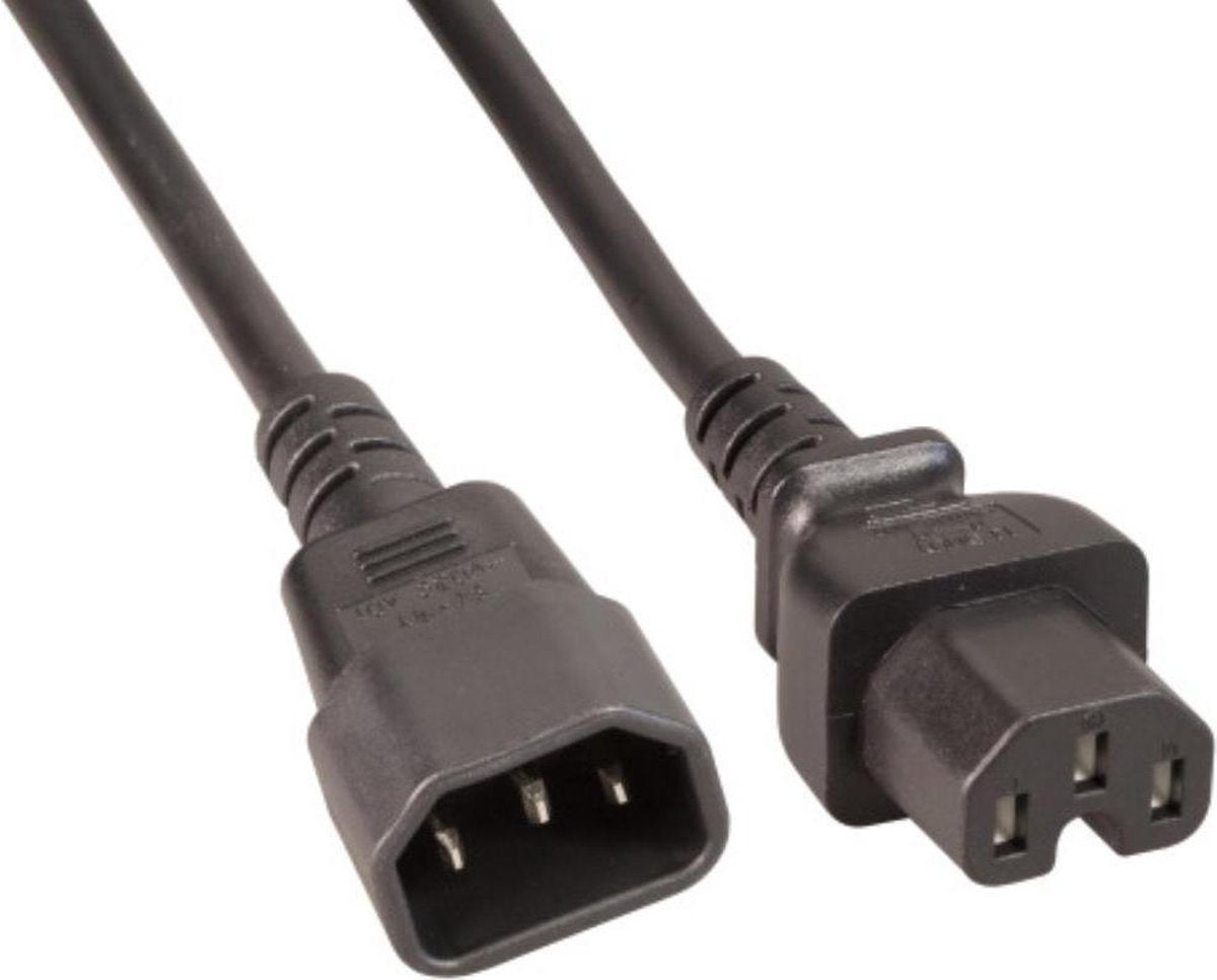 Allteq - C14 naar C15 apparaatsnoer - 2 meter - Zwart