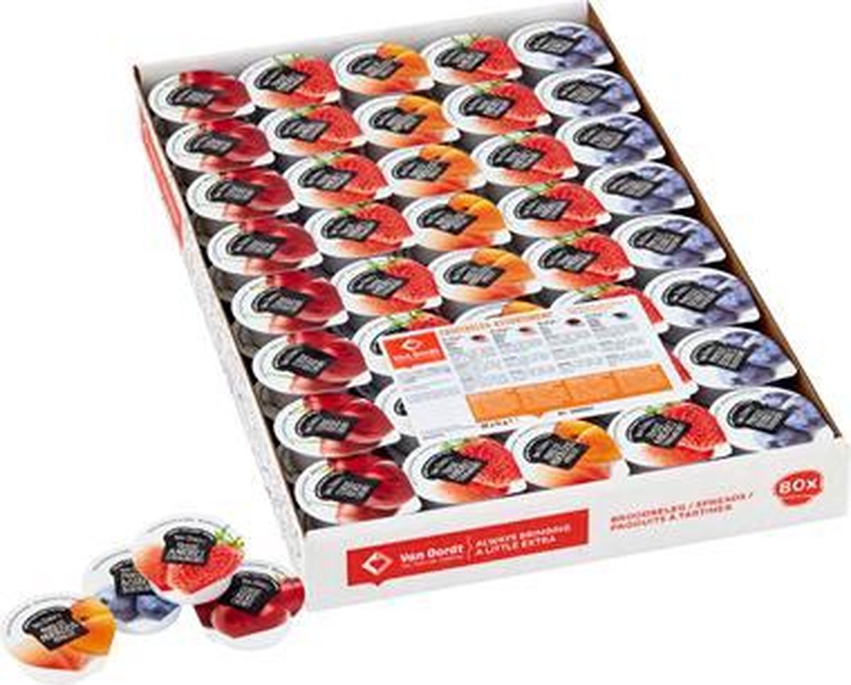 Van Oordt -  fruitbeleg/jam - assorti cups kleinverpakking - 80x15g