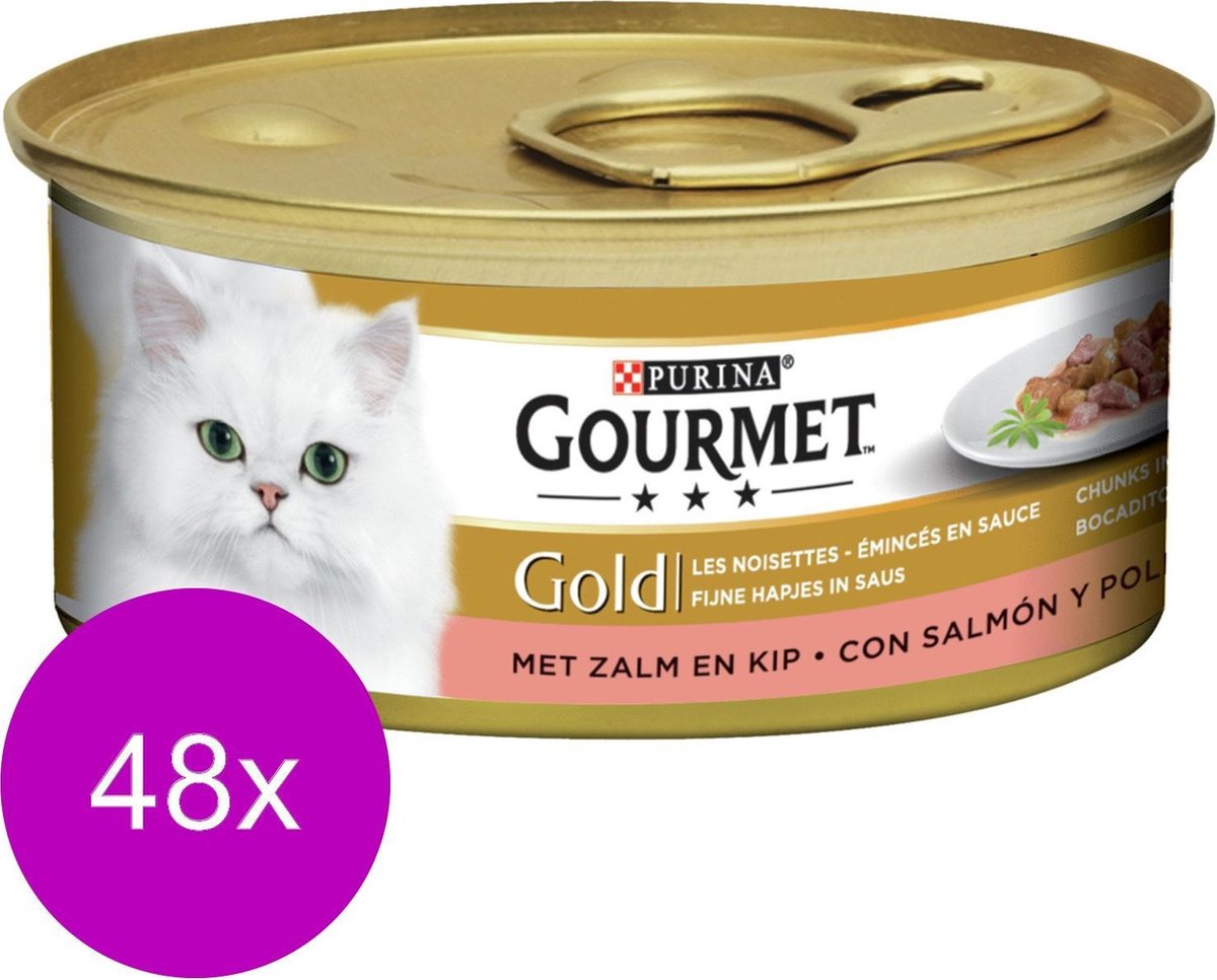 Gourmet Gold Fijne Hap Zalm/Kip - Kattenvoer - 48 x 85 g