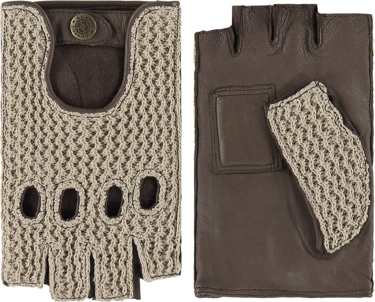 Leren handschoenen dames met crochet bovenhand model Boston Color: Gobi