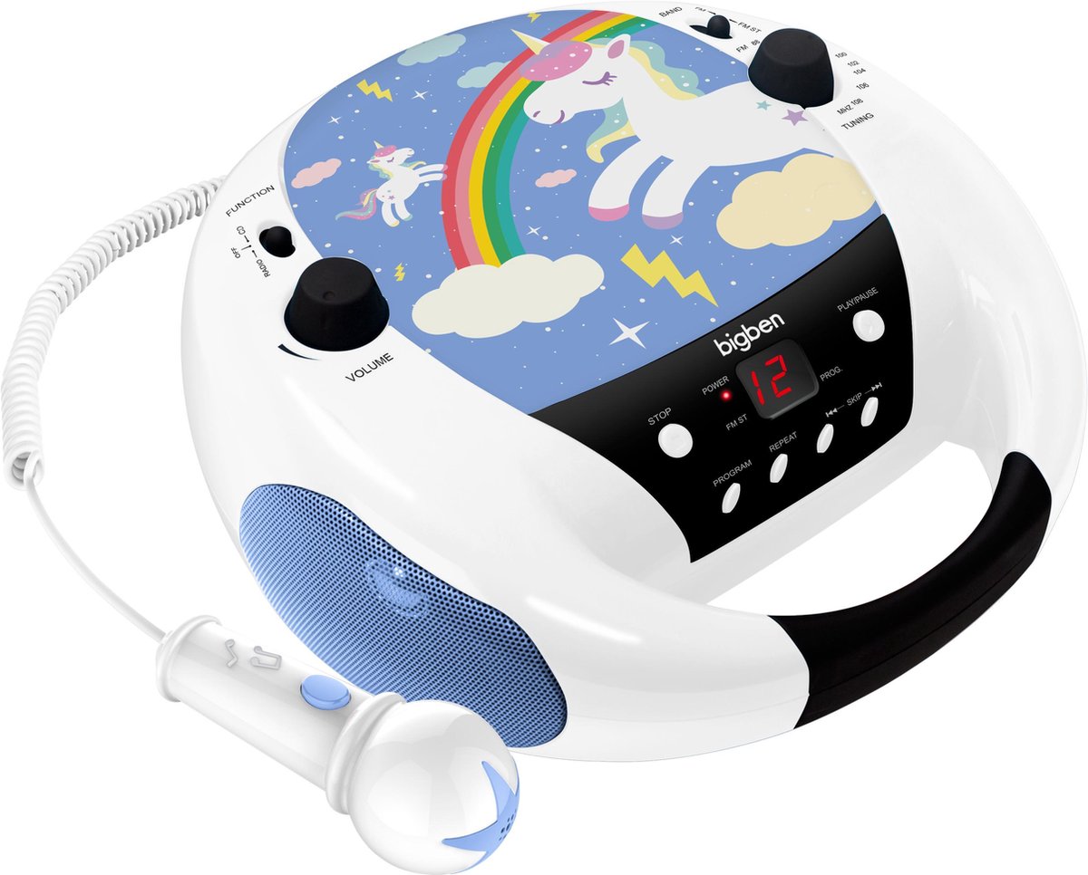 Bigben Draagbare CD-Speler met Microfoon - Eenhoorn/Unicorn - Blauw