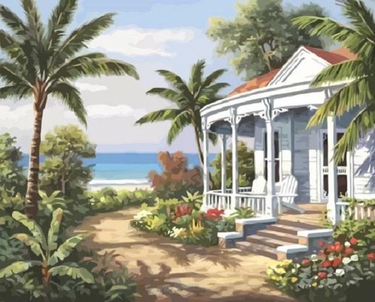 Paint By Numbers - Schilderen op Nummer - Tropisch Eiland - 50x40cm - Volwassenen & Kinderen - Stipco - 150034