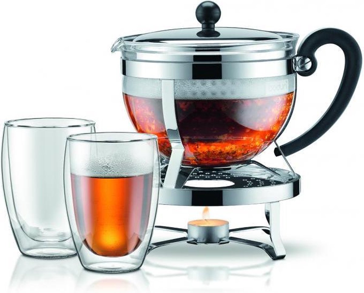 Bodum Chambord Set theepot / rechaud  /2 glazen