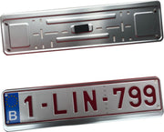 Nummerplaathouder ZILVER ALU voor nummerplaat 520x110mm BELGIË‎‎