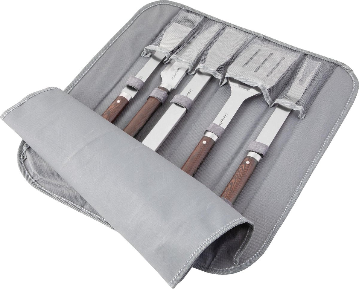 Zesdelige barbecueset met vouwtas