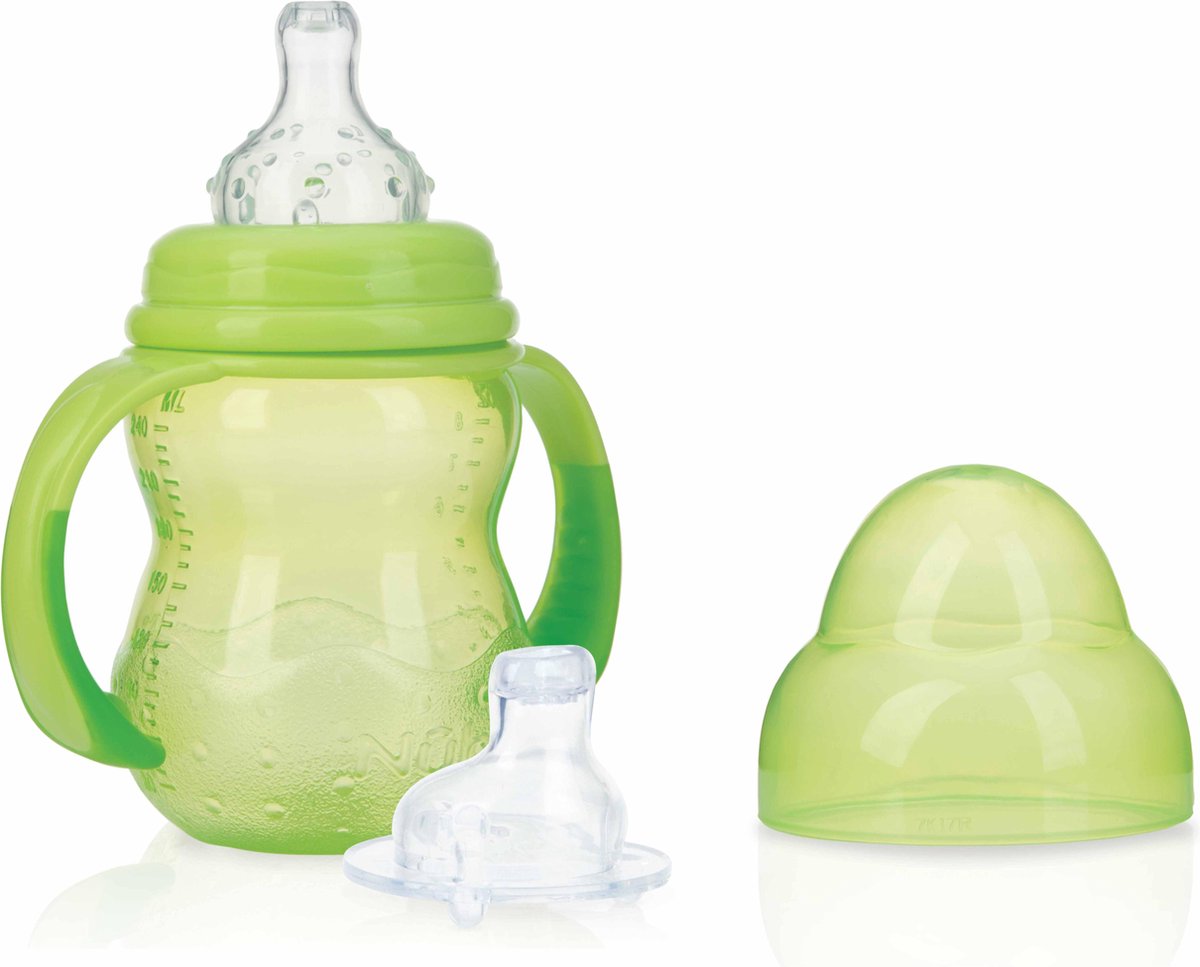 Nûby - Trainingsfles met antilekspeen & antilektuit - Groen - 240ml - 0m+