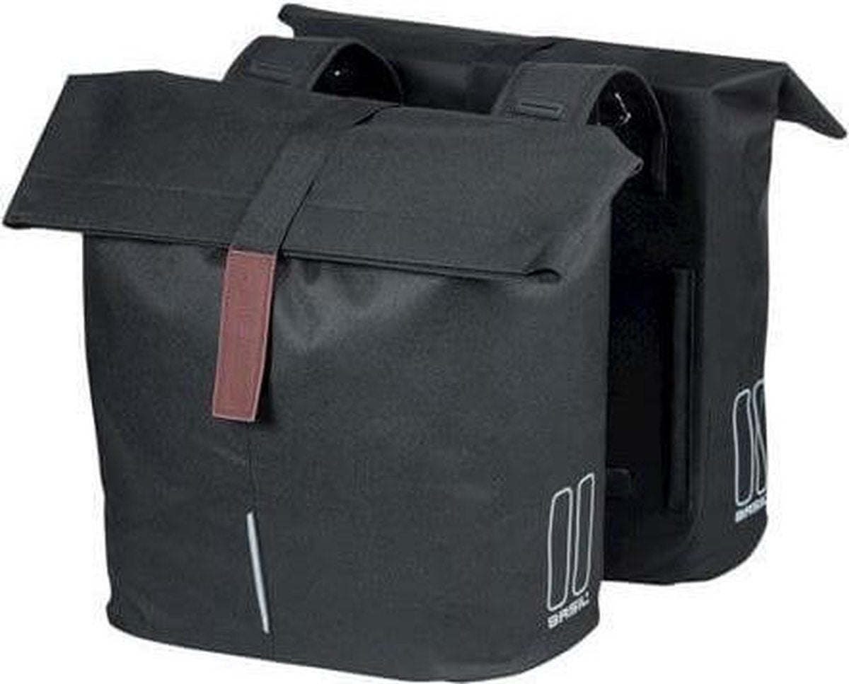 Dubbele fietstas Basil City 28 tot 32 liter 30 x 18 x 49 cm - zwart