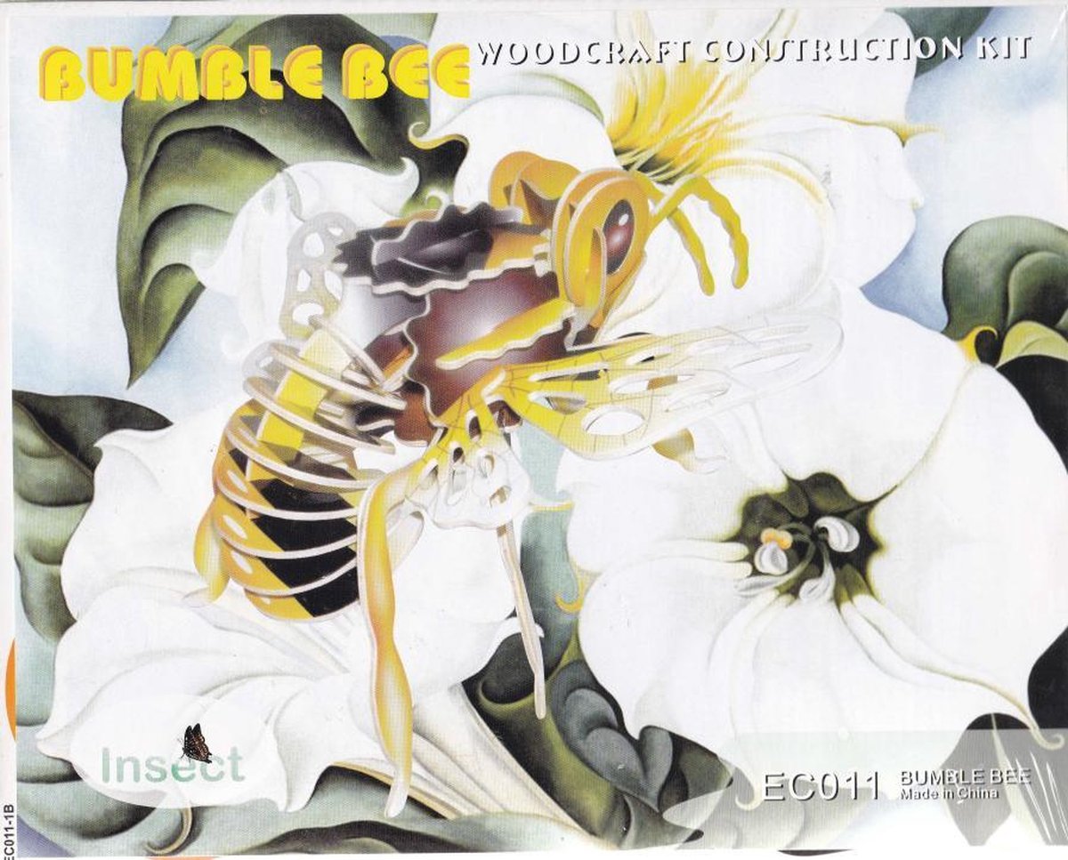 3D Puzzel Bouwpakket Hommel - hout - gekleurd