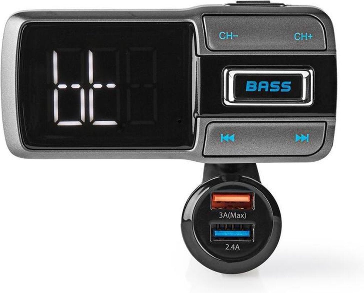 FM-Transmitter voor in de Auto | Bluetooth® | Bass Boost | microSD-Kaartsleuf | Handsfree Bellen | Spraakbediening | 3