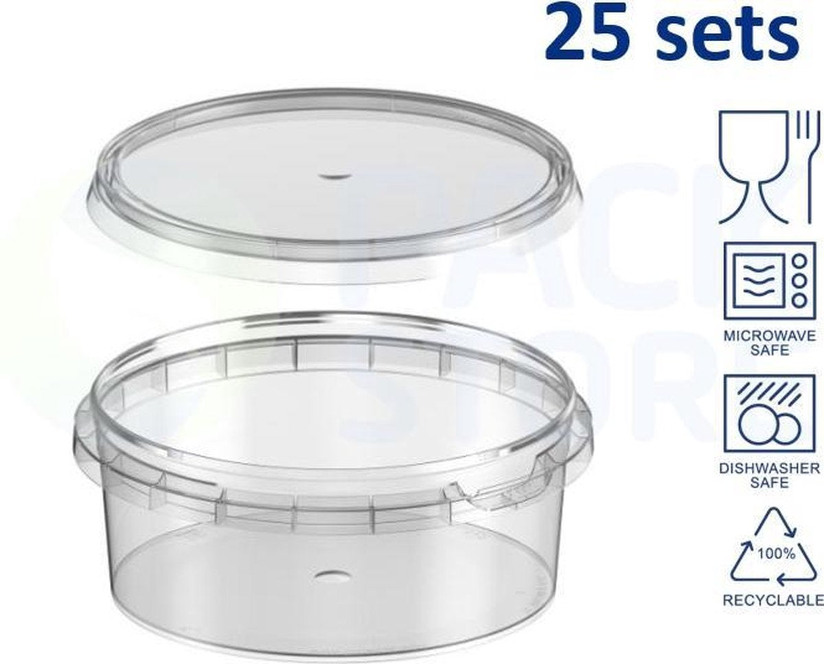 Cups4you - Plastic Bakjes Rond - Transparant - ø118mm - 300 ml - 25 Stuks